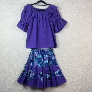 Square Up Fashions Womens Purple Off Shoulder Top Size M And Flared Skirt Size P